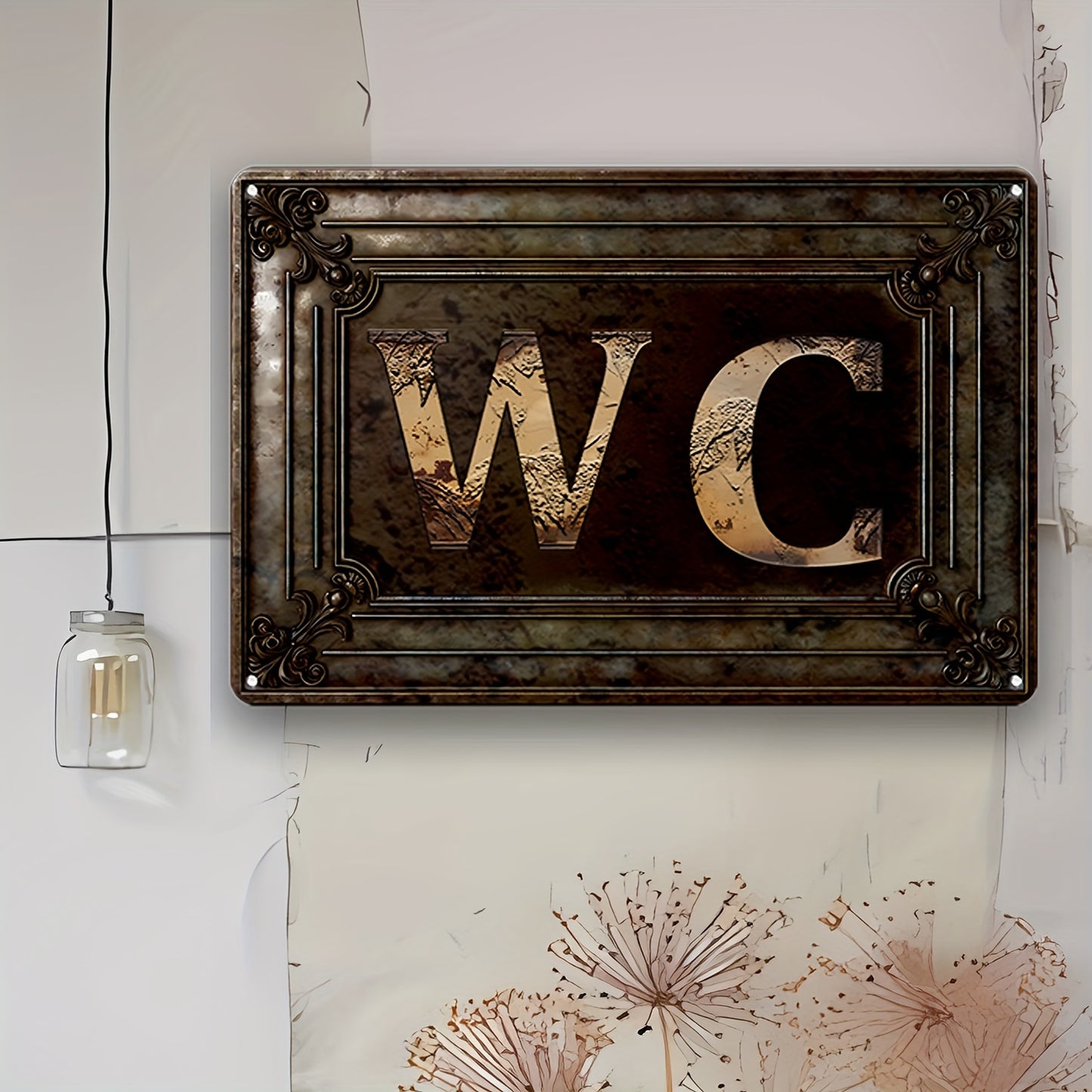 Vintage Style Decorative WC Sign - Iron Metal Wall Hanging Plaque for Bathroom, Home, Bar, Cafe, Garage - Multipurpose Humorous Tin Sign for Garden, Farmhouse, Man Cave, Laundry, Bedroom -