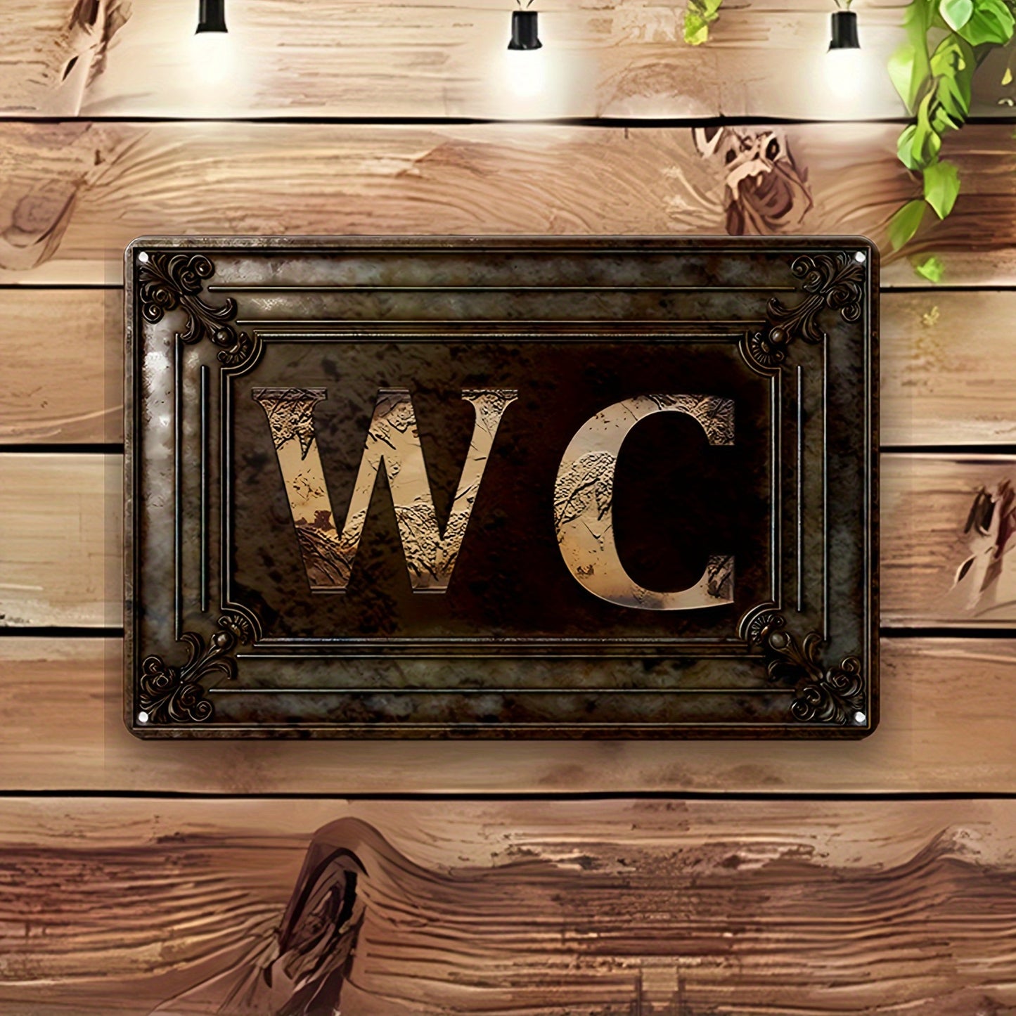 Vintage Style Decorative WC Sign - Iron Metal Wall Hanging Plaque for Bathroom, Home, Bar, Cafe, Garage - Multipurpose Humorous Tin Sign for Garden, Farmhouse, Man Cave, Laundry, Bedroom -