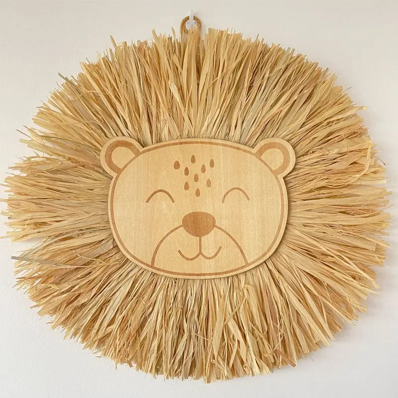 Décoration murale suspendue Lion en bois pour chambre d'enfants Industris.fr