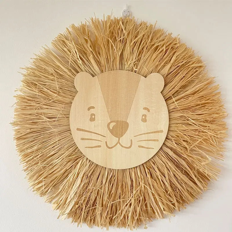 Décoration murale suspendue Lion en bois pour chambre d'enfants Industris.fr