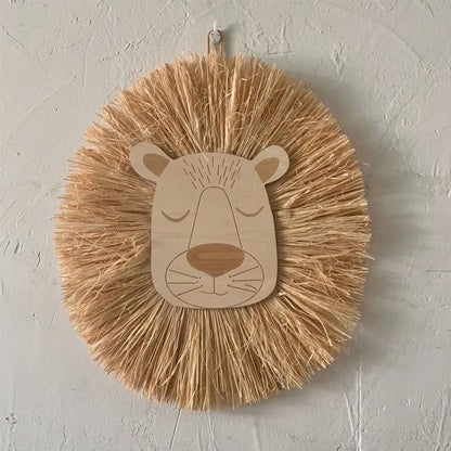 Décoration murale suspendue Lion en bois pour chambre d'enfants Industris.fr