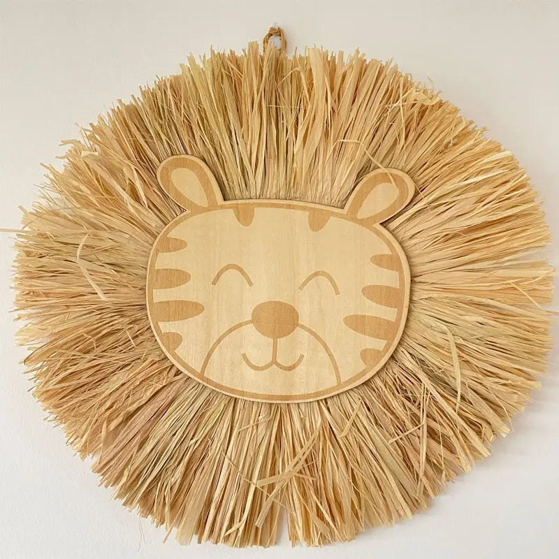 Décoration murale suspendue Lion en bois pour chambre d'enfants Industris.fr