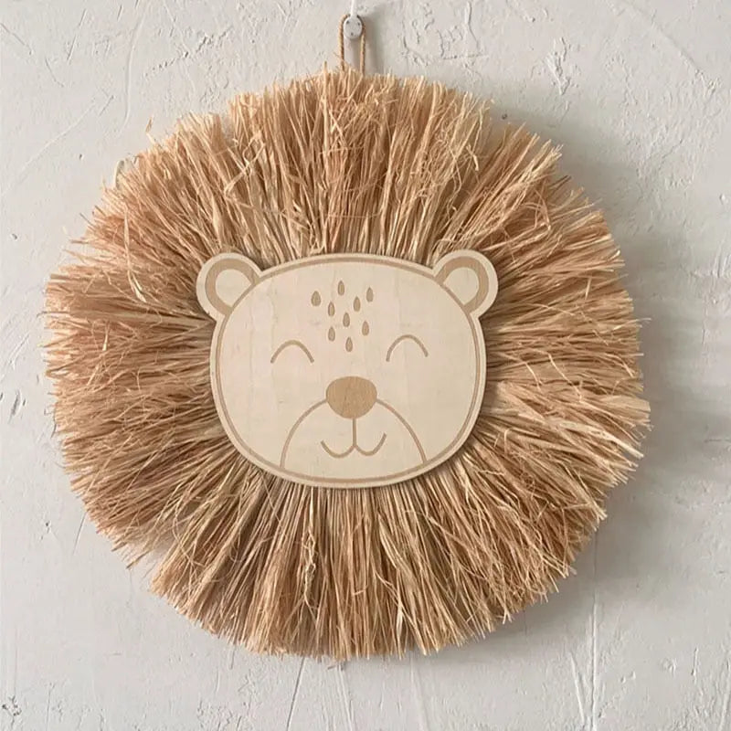 Décoration murale suspendue Lion en bois pour chambre d'enfants Industris.fr