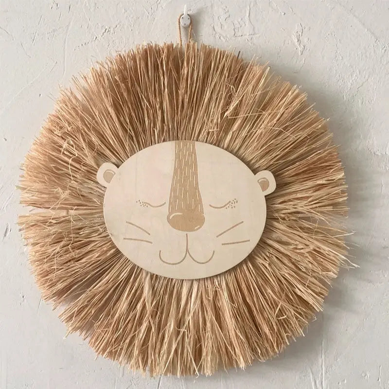 Décoration murale suspendue Lion en bois pour chambre d'enfants Industris.fr