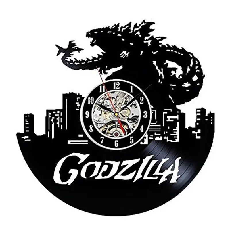 Grande Horloge Murale industrielle avec motif Godzilla Industris.fr