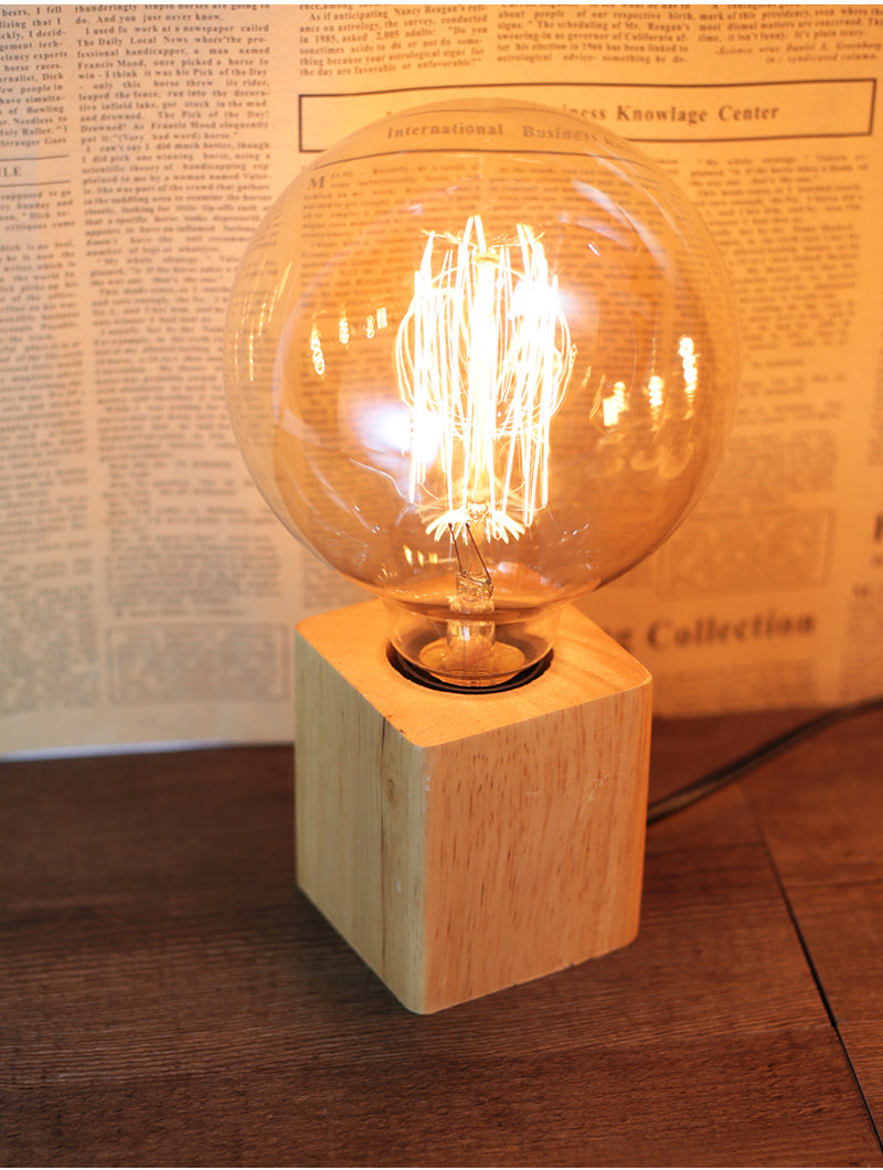 Lampe de Table rétro en bois avec prise E27, Vintage, bureau, chevet, décor, Base en bois, prise ue, 220/110V Industris.fr