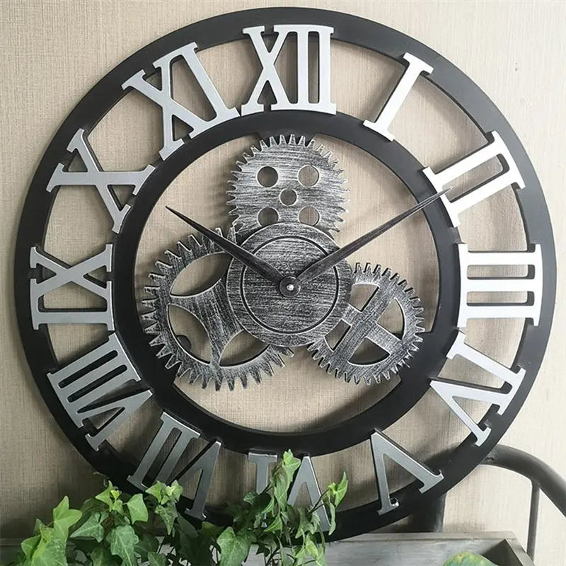 Horloge murale industrielle à engrenages décoratifs Industris.fr
