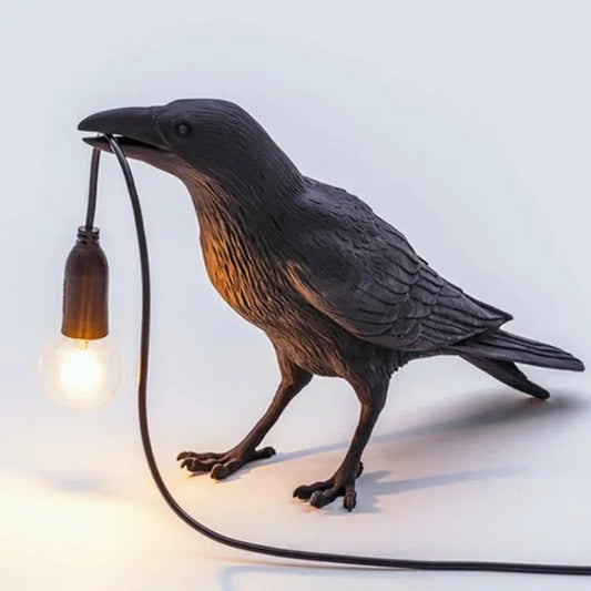 Lampe de chevet en résine avec oiseau porte-bonheur, luminaire décoratif Industris.fr