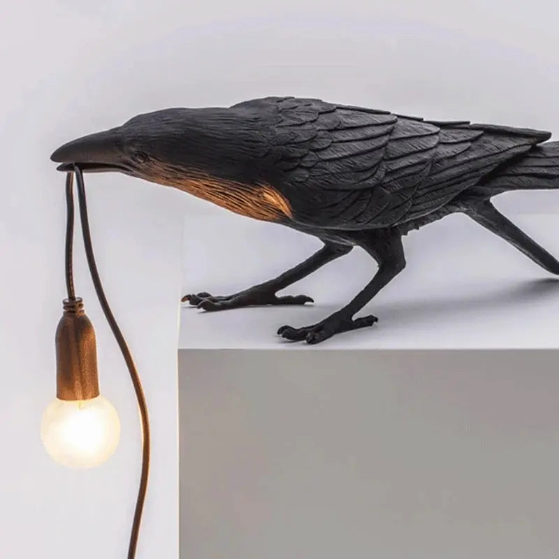 Lampe de chevet en résine avec oiseau porte-bonheur, luminaire décoratif Industris.fr