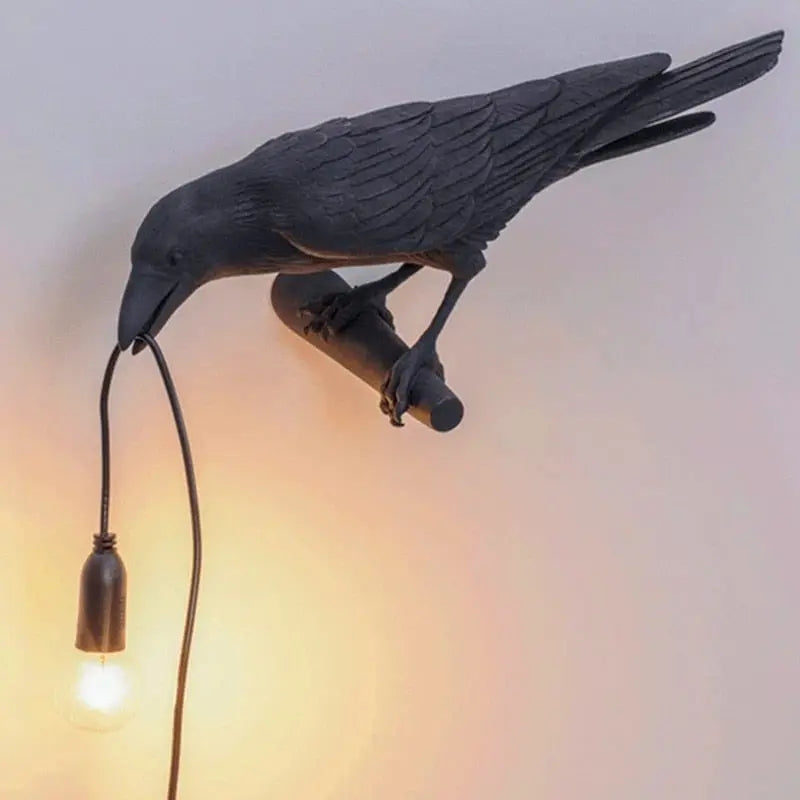 Lampe de chevet en résine avec oiseau porte-bonheur, luminaire décoratif Industris.fr