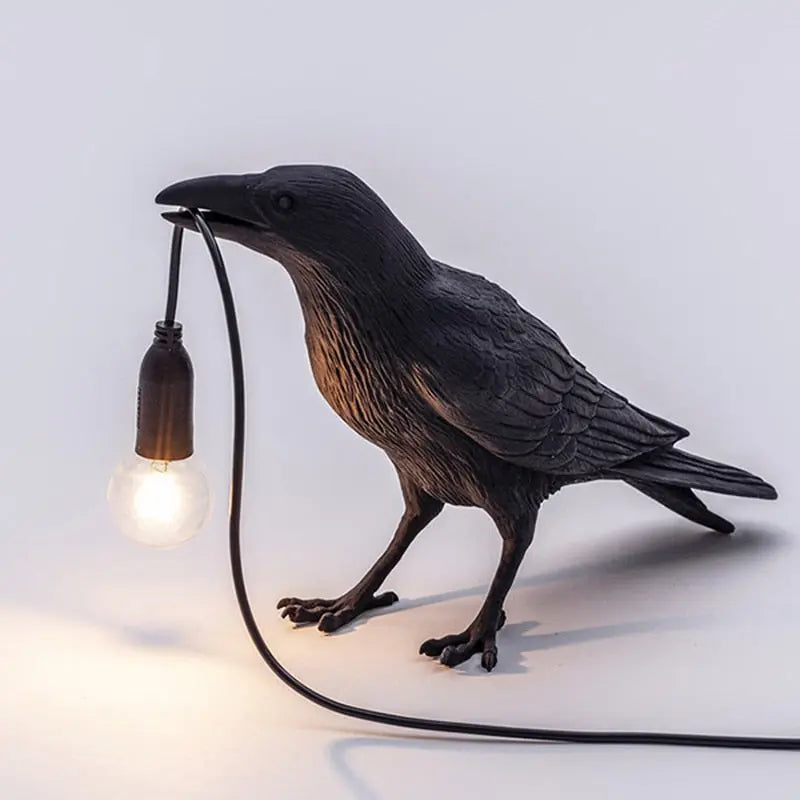 Lampe de chevet en résine avec oiseau porte-bonheur, luminaire décoratif Industris.fr