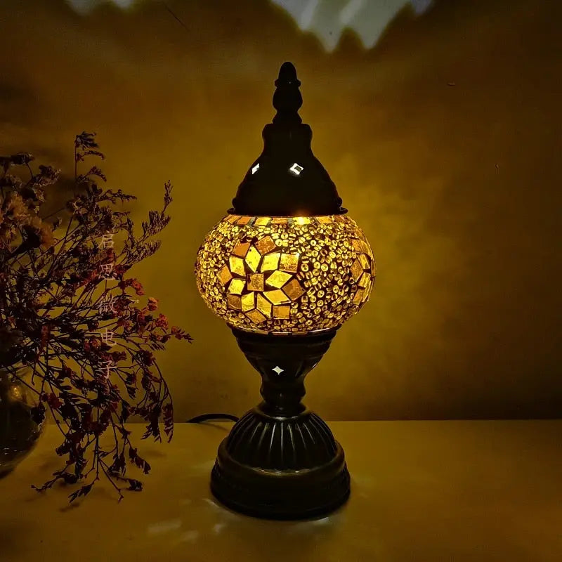 Lampe de table en mosaïque turque, lampe de nuit à LED, lampe de