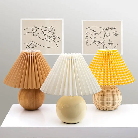 Lampe de table en rotin et céramique - style coréen Industris.fr