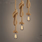 Lampe suspendue en corde de chanvre tissée  au style américain Industris.fr