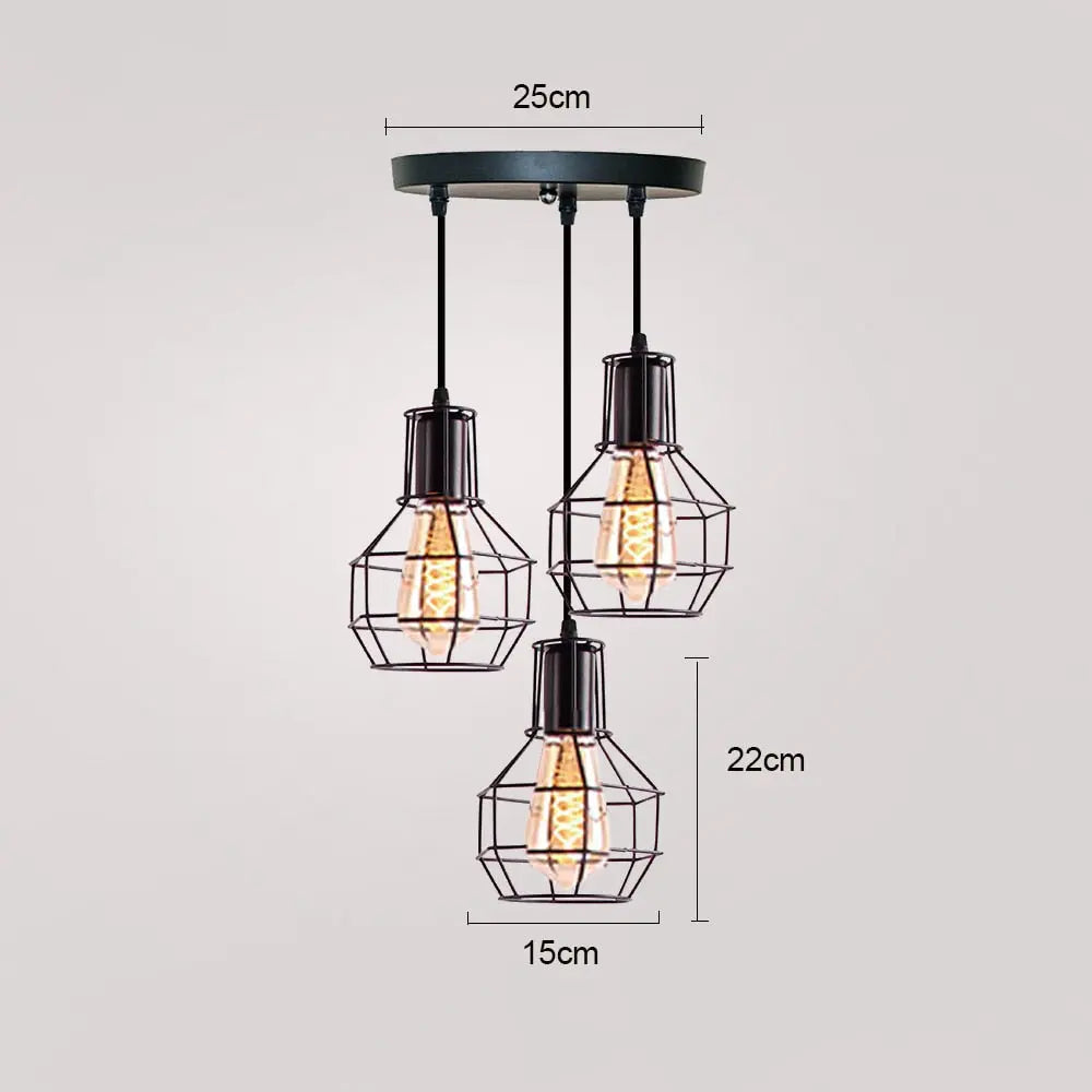 Lampe suspendue industrielle nordique à 3 lumières Industris.fr