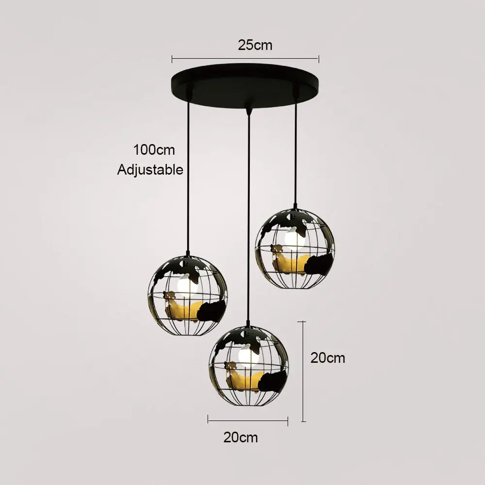 Lampe suspendue industrielle nordique à 3 lumières Industris.fr