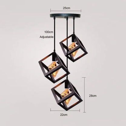 Lampe suspendue industrielle nordique à 3 lumières Industris.fr