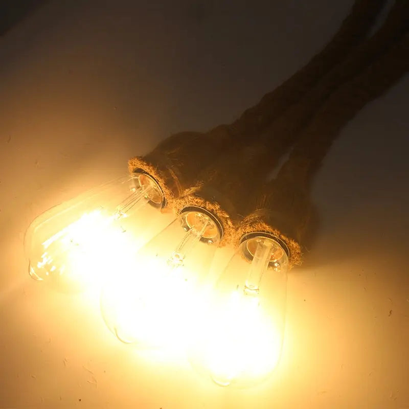 Lampes suspendues vintage en corde de chanvre Industris.fr