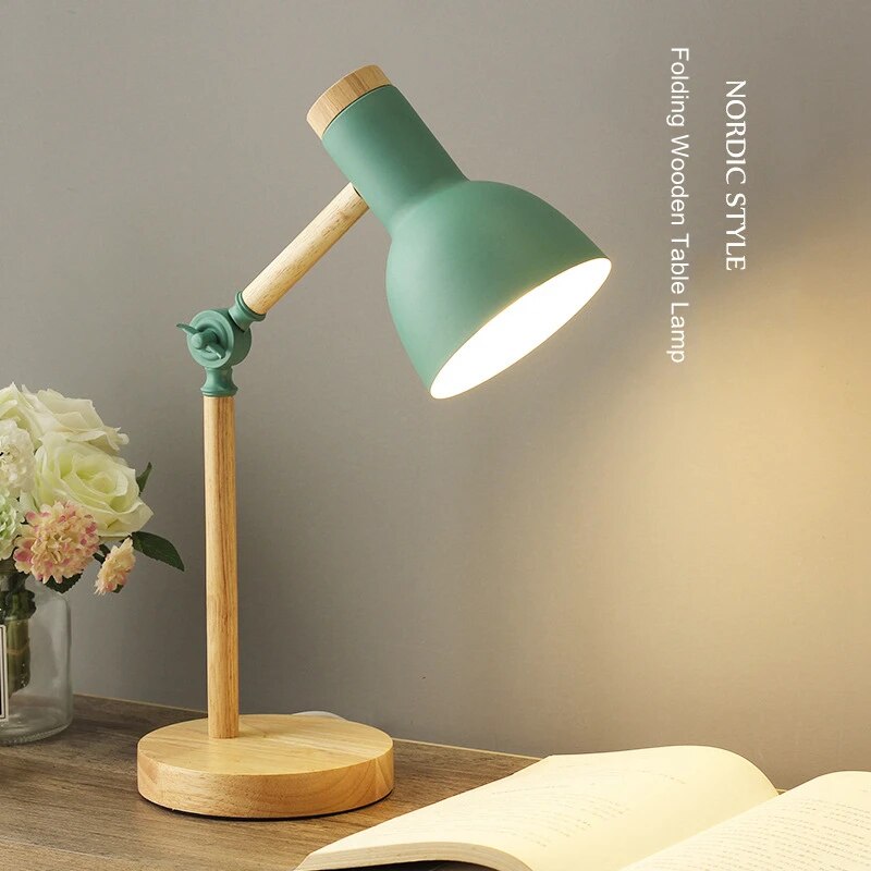 Lampe de Bureau Nordique Simple en Bois - Lampes de Table Créative