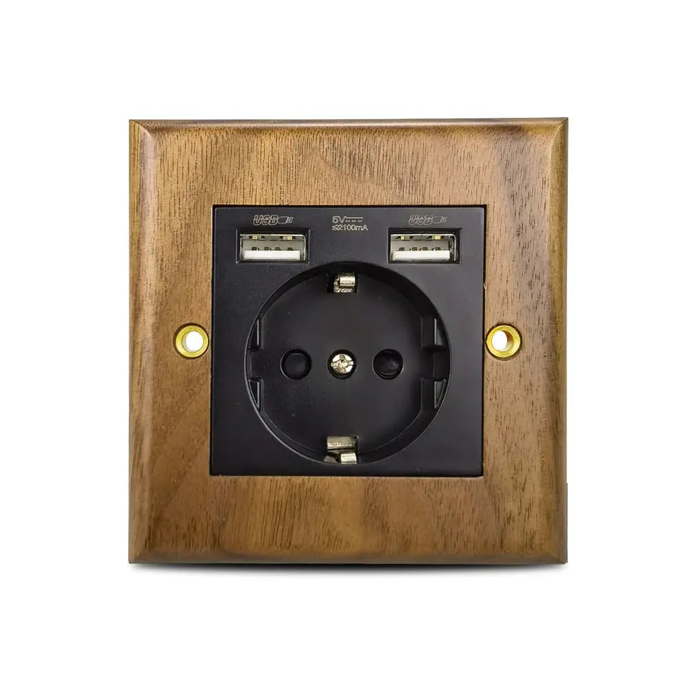 Prise d'interrupteur rétro de style industriel américain, plaque d' interrupteur à bascule en laiton en bois massif, antique