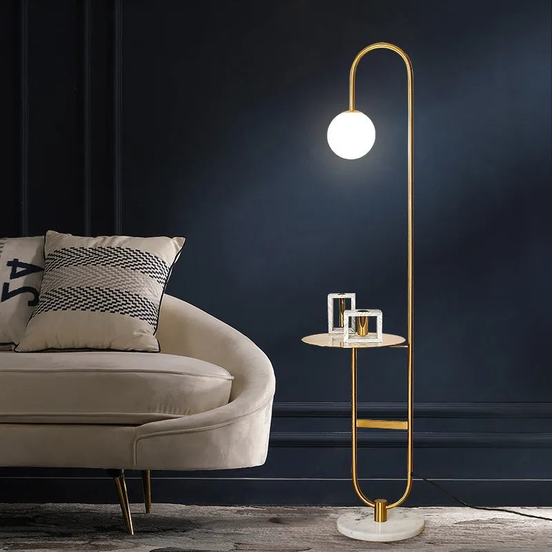 Modern Floor Lamp Nordic Standing Lamp with Round Table Art Deco Floor Lamps for Living Room LED Sofa Floor Lights for Tea Table