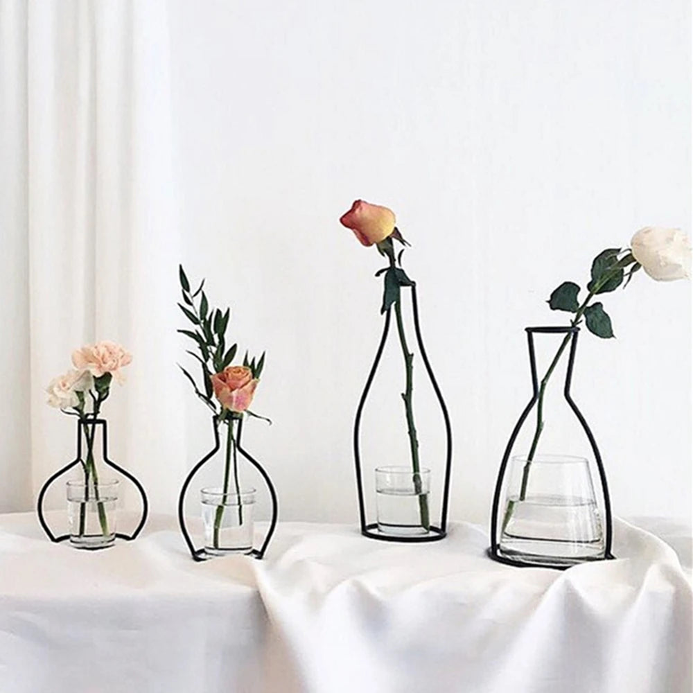 Vases à fleurs nordiques Porte-fleurs en fer Pot de fleurs Porte-plantes Pot de fleurs Décoration de salon Maison Décoration de vase d'intérieur