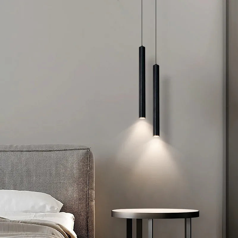 Modern Minimalist Pendant Lights Nordic Simple Living Room Bedside Lighting LED Cylindrical Long Tube Long Small Light Fixtures