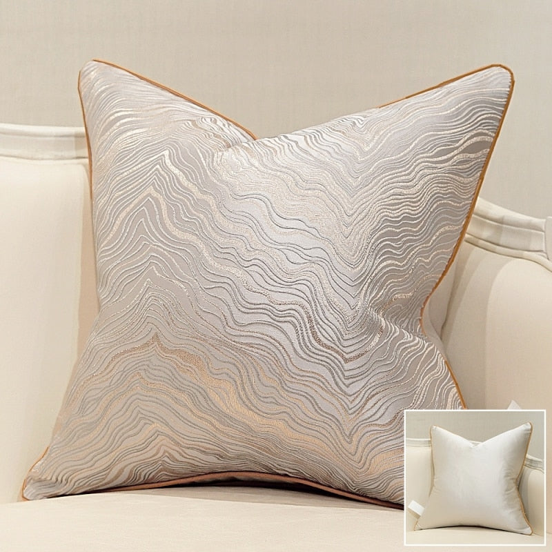 Housse de coussin brodée Jacquard, taie d'oreiller décorative de luxe, Beige, pour canapé, 45x45cm, haute qualité Industris.fr