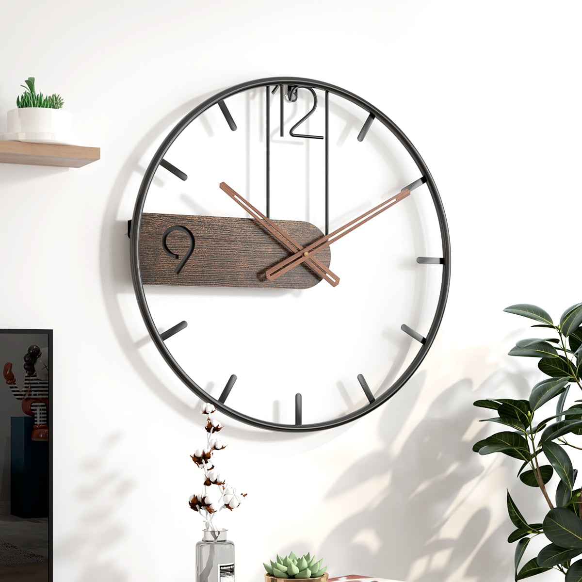 horloge murale en métal noir Industris.fr
