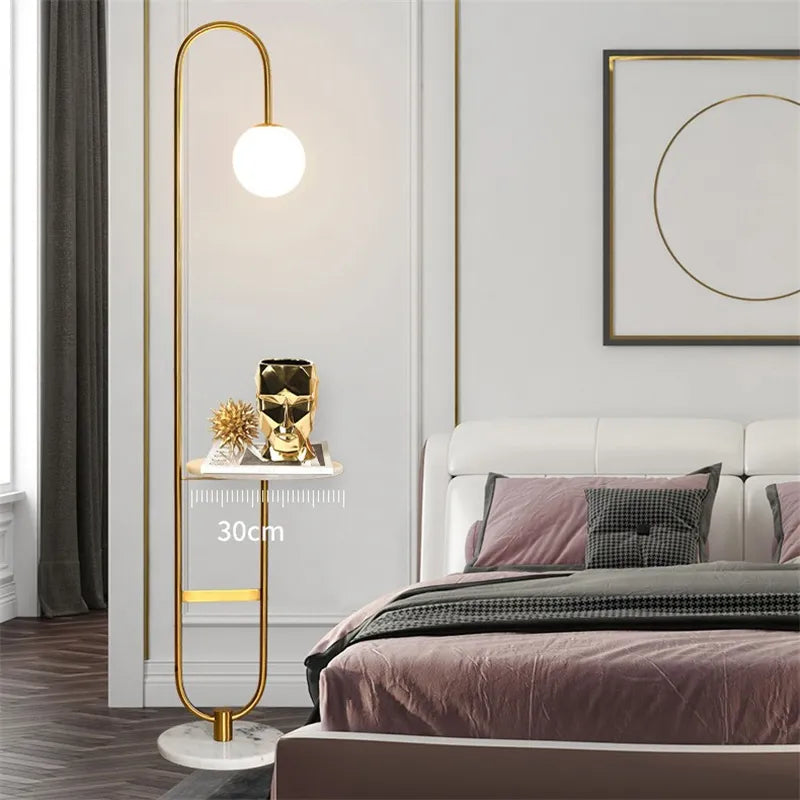 Modern Floor Lamp Nordic Standing Lamp with Round Table Art Deco Floor Lamps for Living Room LED Sofa Floor Lights for Tea Table