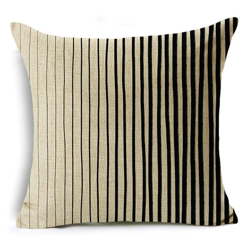 WZH-Taie d'oreiller carrée en lin à College géométriques, housse de coussin, noir et blanc, décoration de chambre à coucher et de voiture, 40cm, 45cm, 50cm Industris.fr