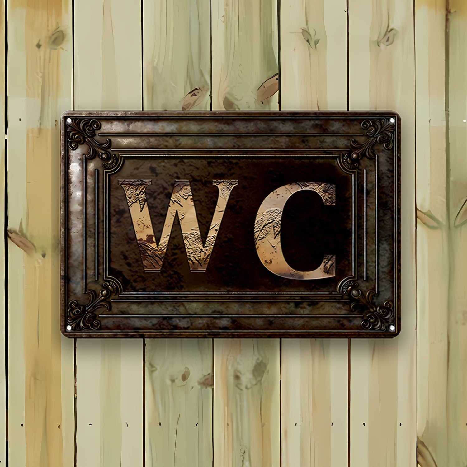 Vintage Style Decorative WC Sign - Iron Metal Wall Hanging Plaque for Bathroom, Home, Bar, Cafe, Garage - Multipurpose Humorous Tin Sign for Garden, Farmhouse, Man Cave, Laundry, Bedroom -