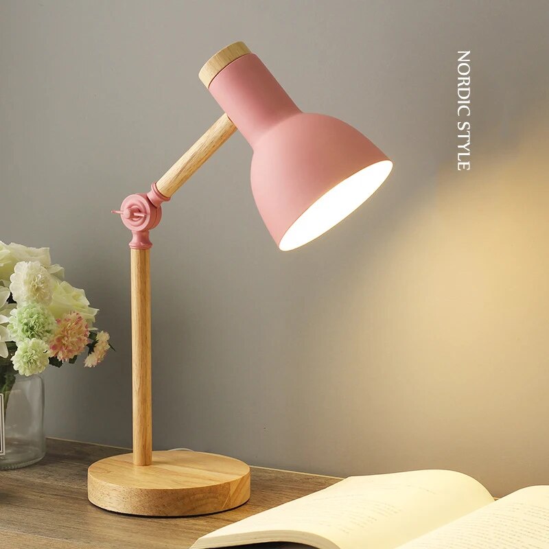 Lampe de Bureau Nordique Simple en Bois - Lampes de Table Créative