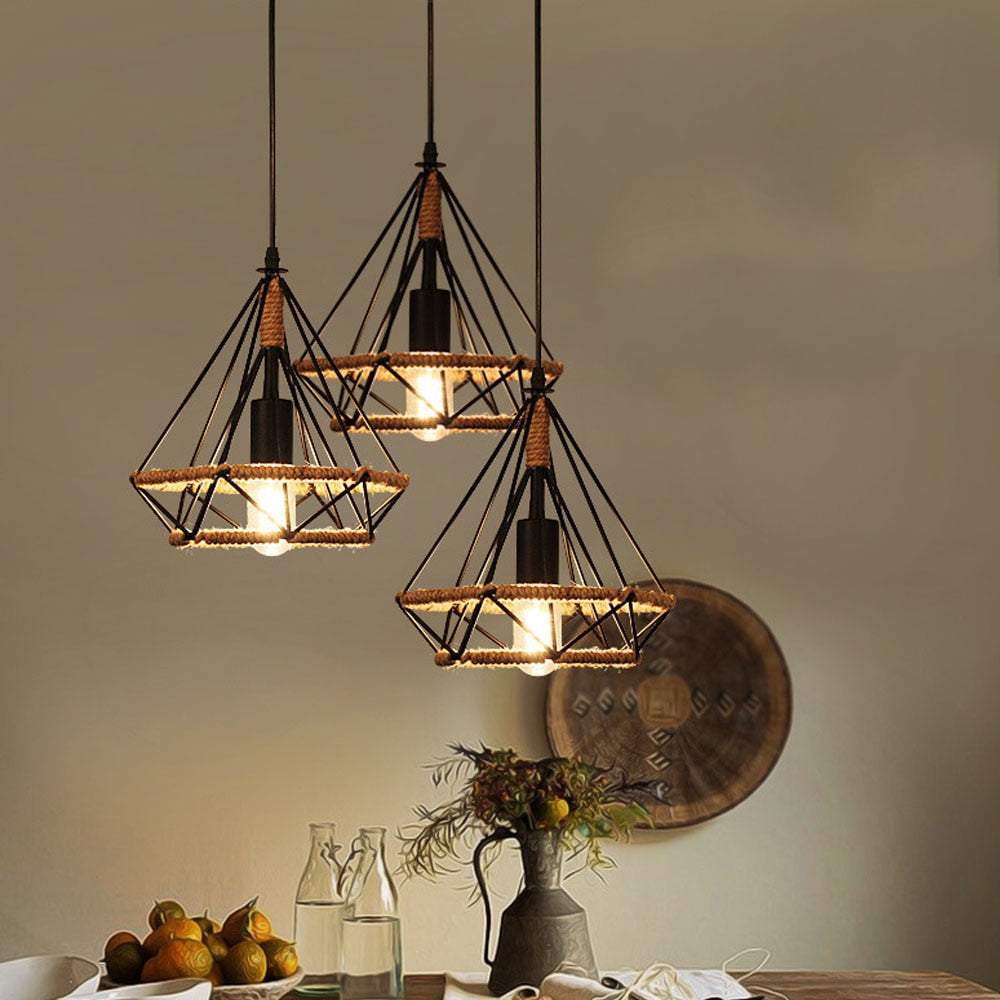 Lampe suspendue industrielle Vintage avec corde en métal Industris.fr