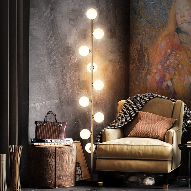 Lampe autoportante en forme de haricot magique au design nordique moderne, luminaire décoratif d'intérieur, idéal pour un salon, une chambre à coucher ou un canapé, 9 boules Industris.fr