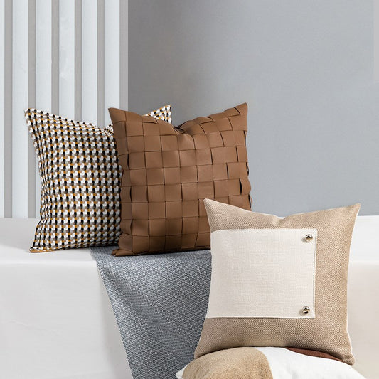 Juste de coussin en cuir style nordique, taie d'oreiller décorative pour la maison, salon, 45x45cm Industris.fr
