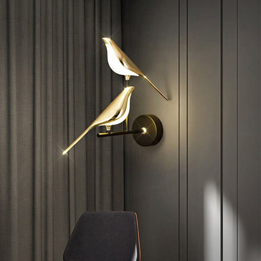 Applique murale LED en forme d'oiseau doré, design nordique, luminaire d'intérieur, idéal pour un salon, un Bar ou une chambre à coucher, nouveauté Industris.fr