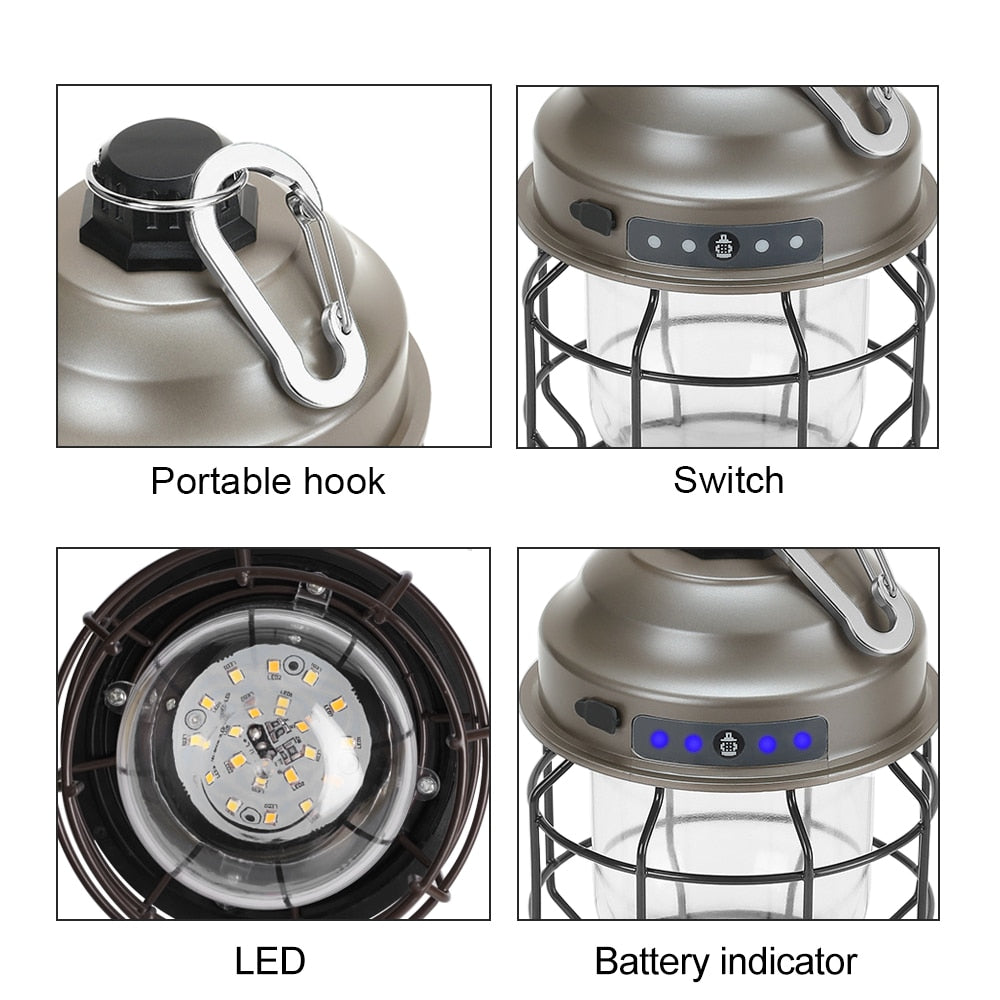 Lanterne LED suspendue Vintage en métal, alimentée par batterie Industris.fr